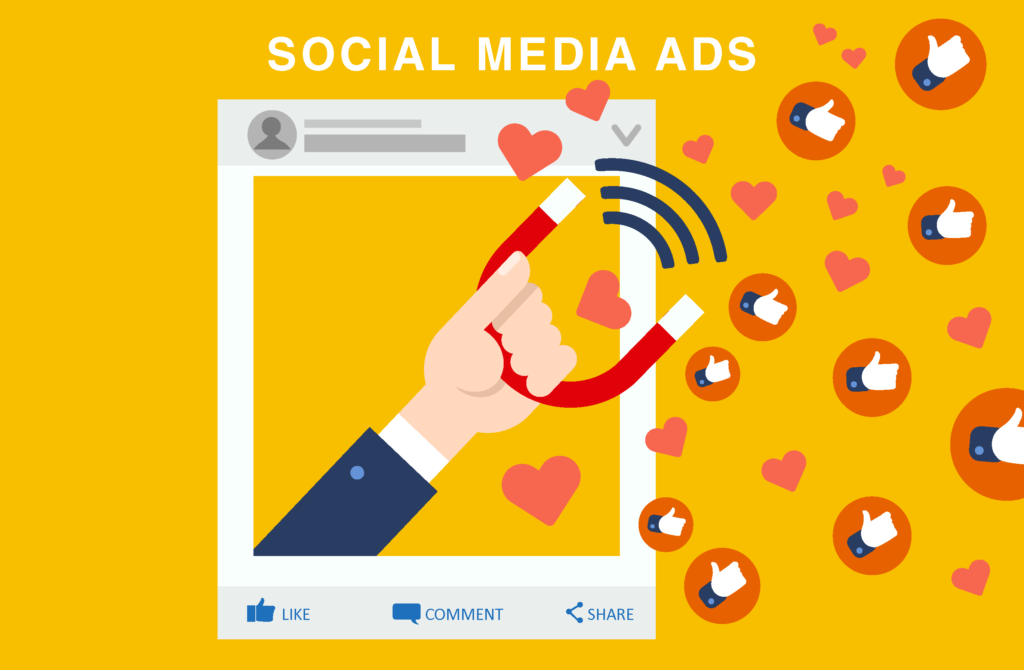 Equipo de marketing creando campañas publicitarias en redes sociales para atraer leads